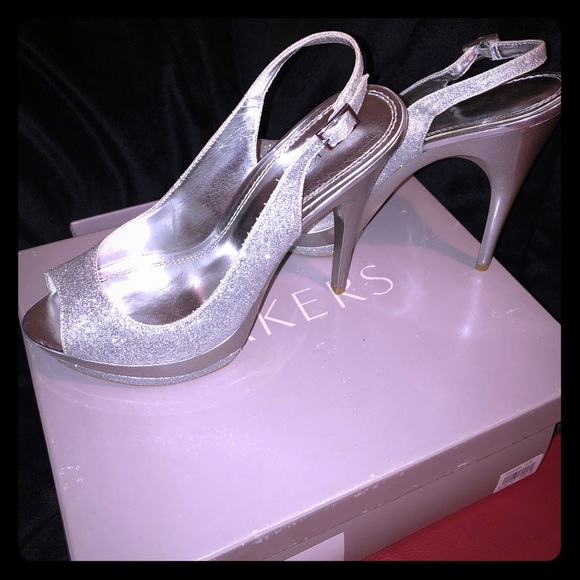Bakers Shoes - Bakers Sparkly Silver heels